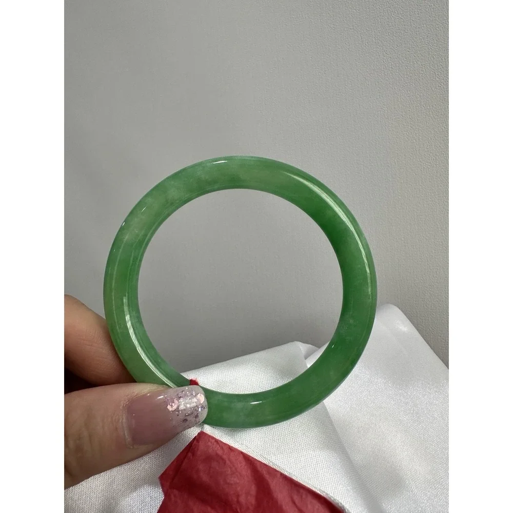 Natural Apple Green Jade Bangle Bracelet 56.5mm Inner Diameter | 9.3mm Width L07